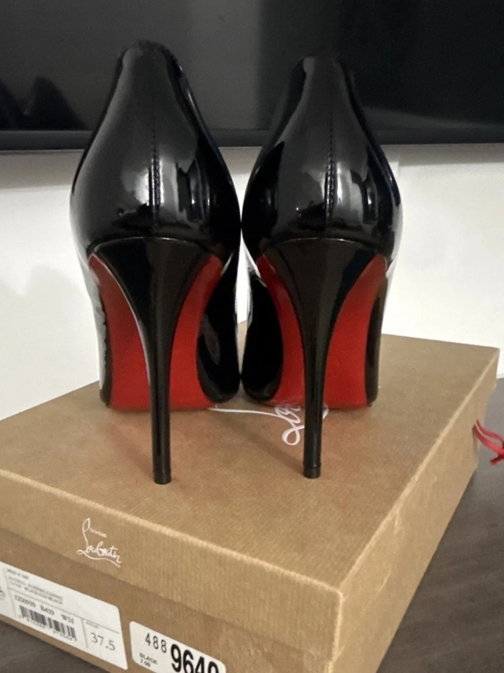 Christian Louboutin Black Patent Pointed-Toe Wedges